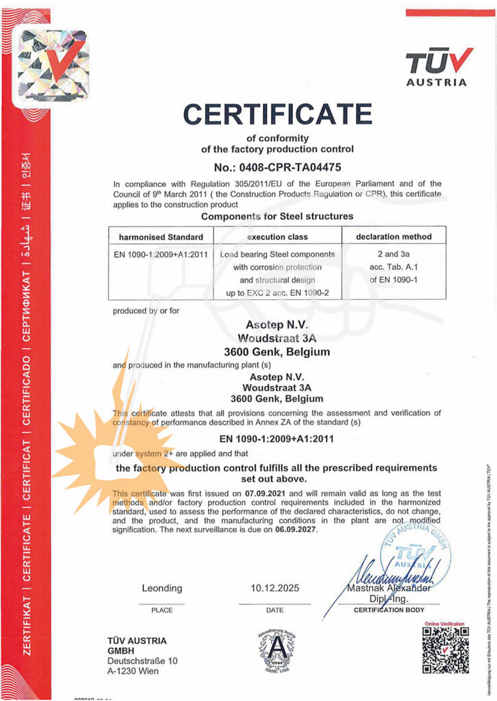 Certificat de soudage pour une qualité certifiée à l'Asotep.